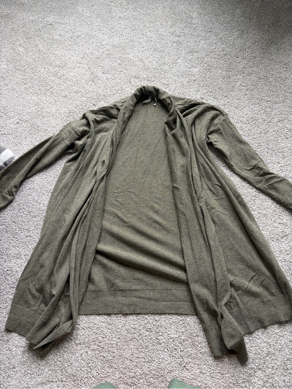 Open-Front Olive Green Cardigan